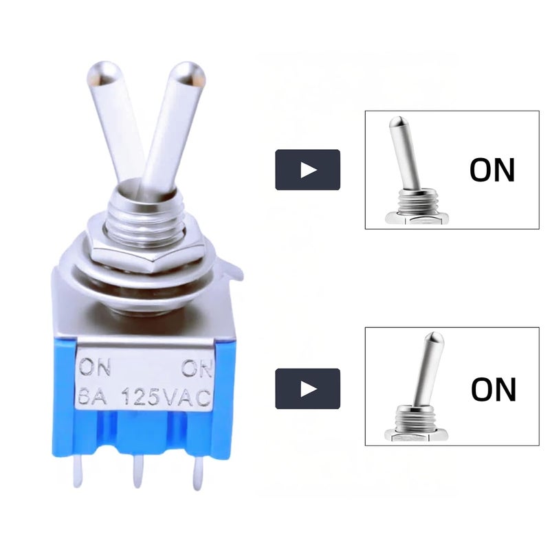 EGSCST 12PCS Mini Toggle Switch SPST 6A 125V Miniature ON/ON 6 Pin 2 Position Micro Rocker Switches 6 Amp 125 Volt MTS-202 - Image 4